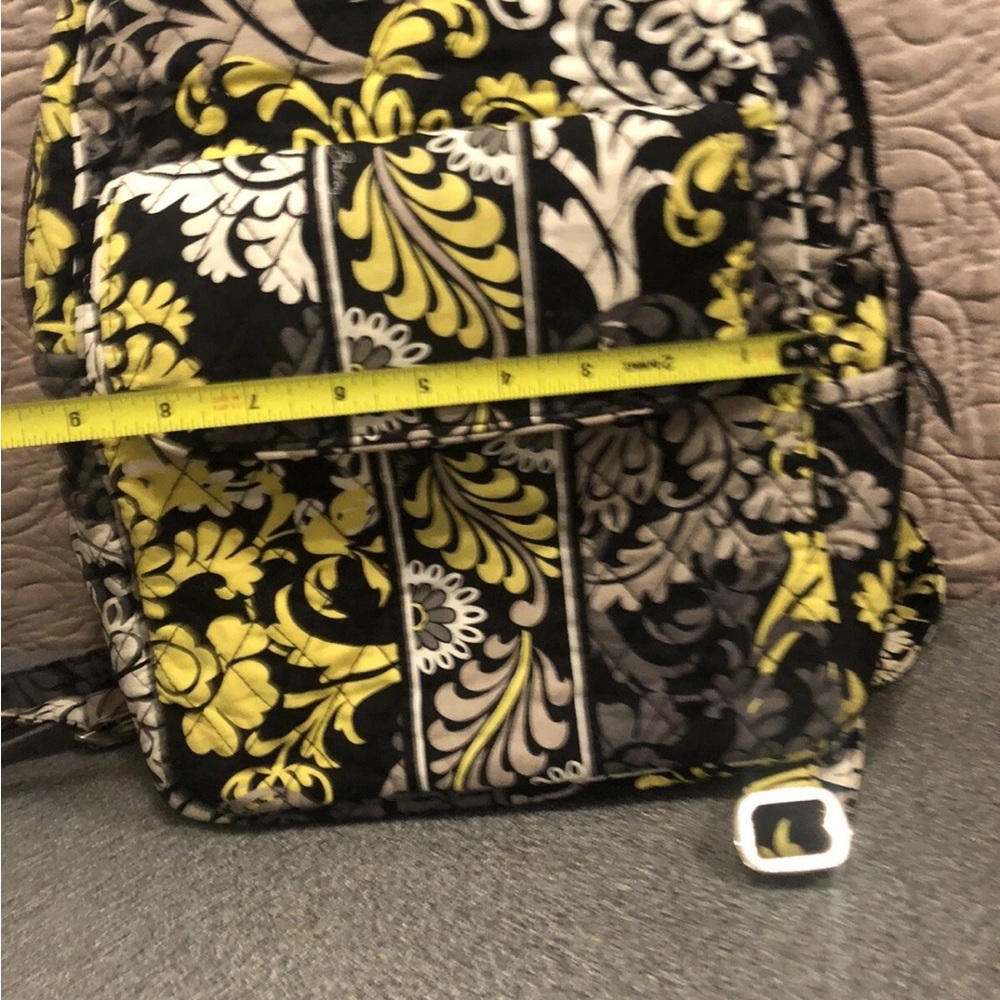 Vera Bradley Backpack Sm Quilted Cotton Zip Yellow Floral “Baroque” 2010 12x9x4 - Picture 12 of 15
